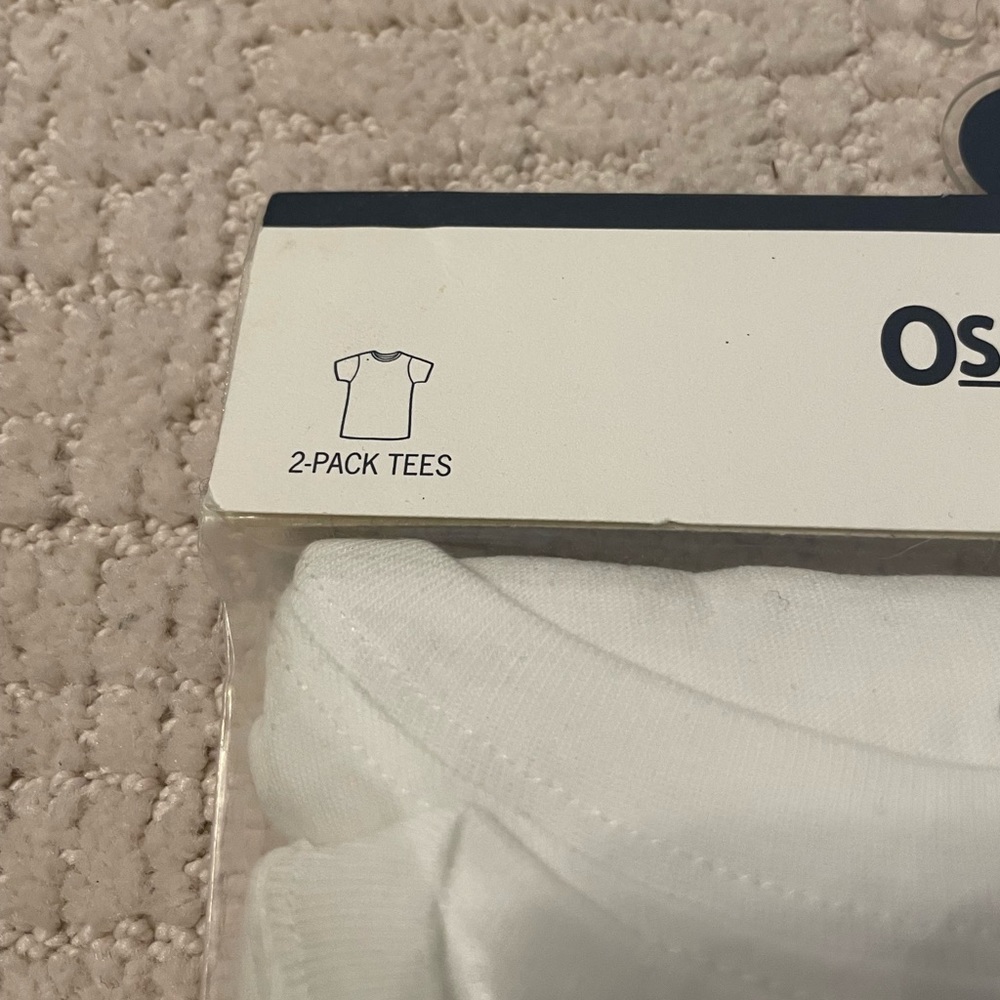 OshKoshB’gosh boys 100% cotton short sleeved white tshirts (2 pack) size 6 - Picture 3 of 5